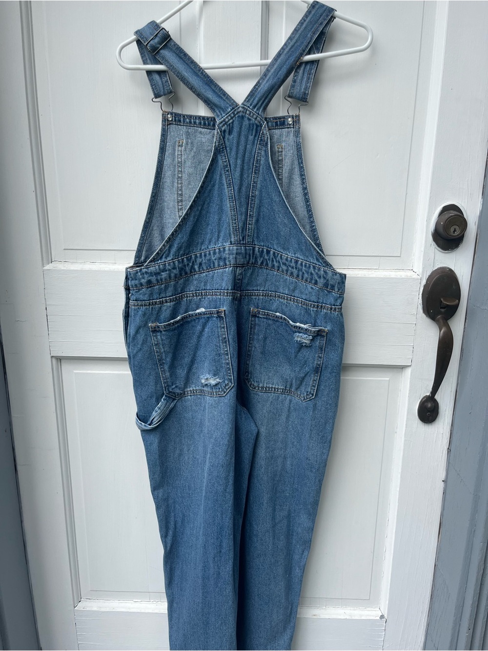 Arizona Jean Company Distressed Denim Overalls - Blue - Picture 3 of 4